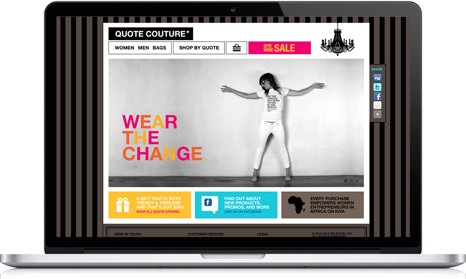 Web app design: Quote Couture eCommerce app home page